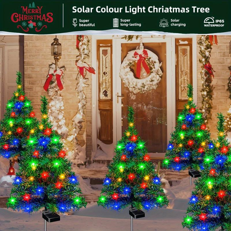(4Pcs Sets of Solar Christmas Tree Lights) Holiday Decorations, Outdoor Courtyards, Gardens, Lawns, Small Path Lights, Atmosphere Lights