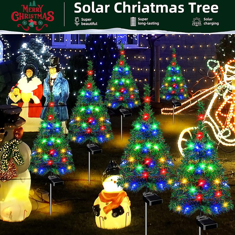 (4Pcs Sets of Solar Christmas Tree Lights) Holiday Decorations, Outdoor Courtyards, Gardens, Lawns, Small Path Lights, Atmosphere Lights