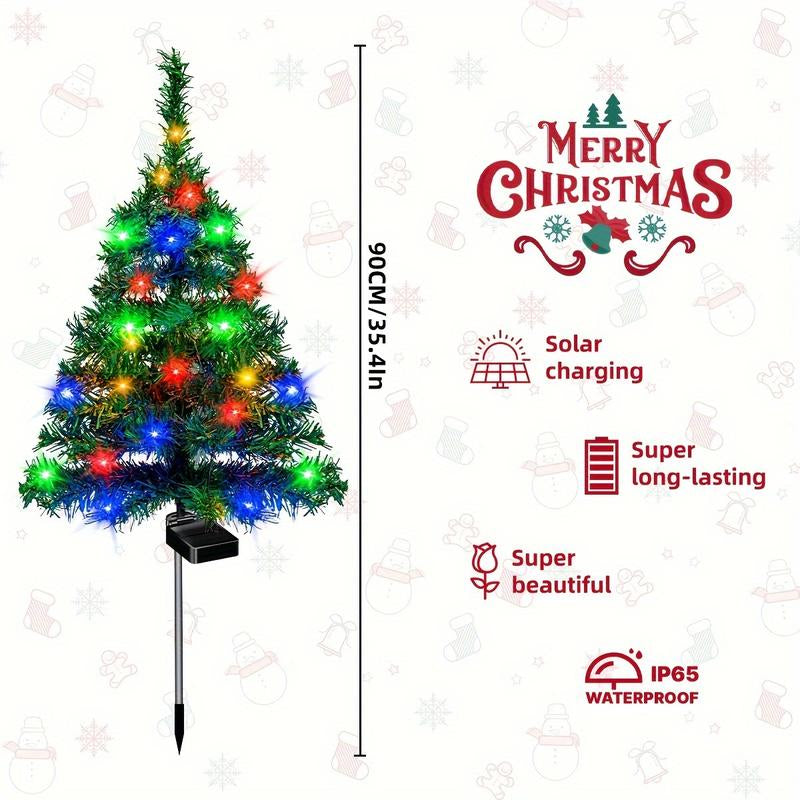 (4Pcs Sets of Solar Christmas Tree Lights) Holiday Decorations, Outdoor Courtyards, Gardens, Lawns, Small Path Lights, Atmosphere Lights