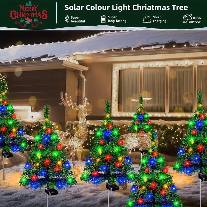 (4Pcs Sets of Solar Christmas Tree Lights) Holiday Decorations, Outdoor Courtyards, Gardens, Lawns, Small Path Lights, Atmosphere Lights
